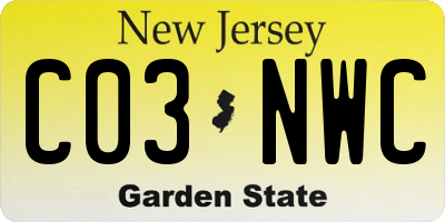 NJ license plate C03NWC
