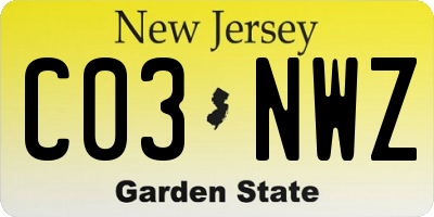 NJ license plate C03NWZ