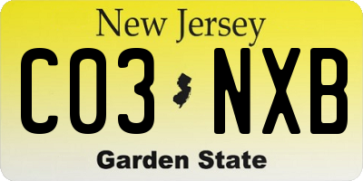 NJ license plate C03NXB