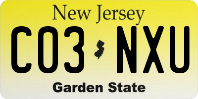 NJ license plate C03NXU