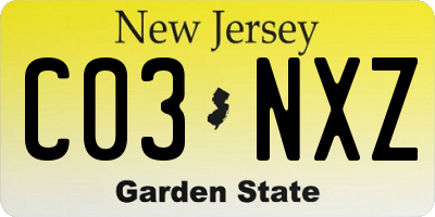 NJ license plate C03NXZ