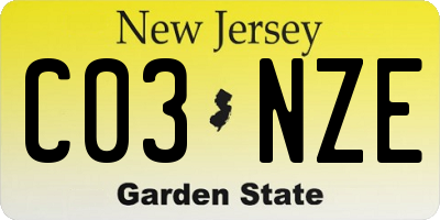 NJ license plate C03NZE