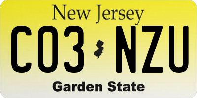 NJ license plate C03NZU