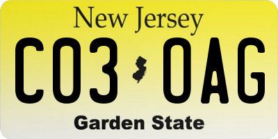 NJ license plate C03OAG
