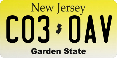 NJ license plate C03OAV
