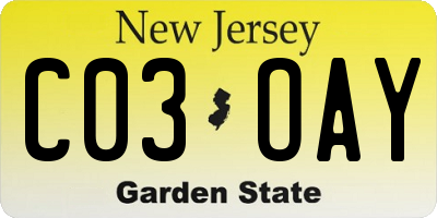 NJ license plate C03OAY