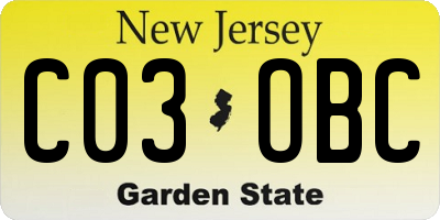 NJ license plate C03OBC