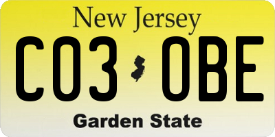 NJ license plate C03OBE