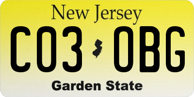 NJ license plate C03OBG