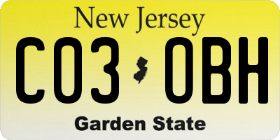 NJ license plate C03OBH