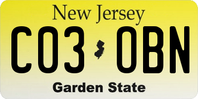 NJ license plate C03OBN