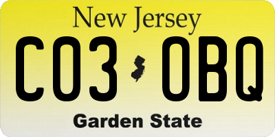 NJ license plate C03OBQ