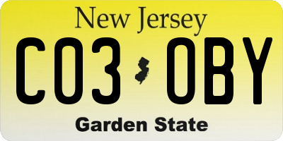 NJ license plate C03OBY