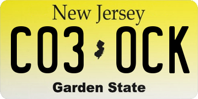 NJ license plate C03OCK