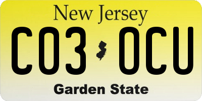 NJ license plate C03OCU