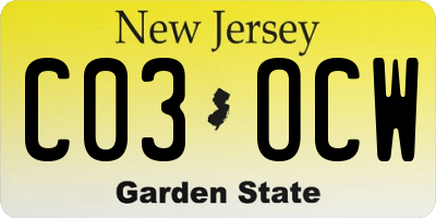 NJ license plate C03OCW