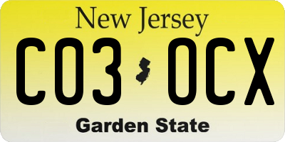 NJ license plate C03OCX
