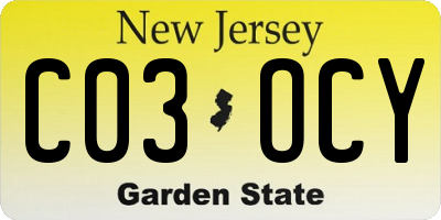 NJ license plate C03OCY