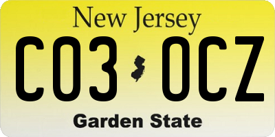 NJ license plate C03OCZ