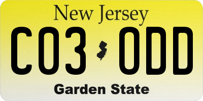 NJ license plate C03ODD
