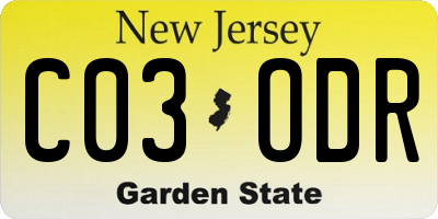 NJ license plate C03ODR