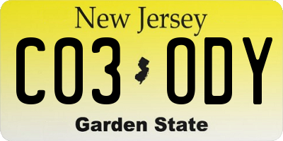 NJ license plate C03ODY