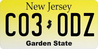 NJ license plate C03ODZ