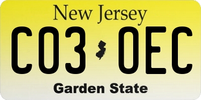 NJ license plate C03OEC
