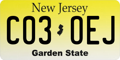 NJ license plate C03OEJ