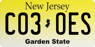 NJ license plate C03OES
