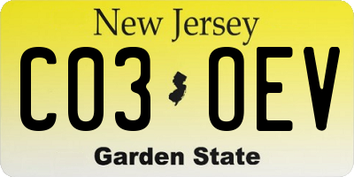 NJ license plate C03OEV