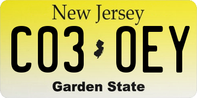 NJ license plate C03OEY