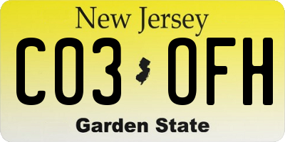 NJ license plate C03OFH
