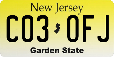 NJ license plate C03OFJ