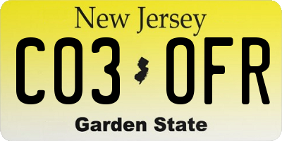 NJ license plate C03OFR