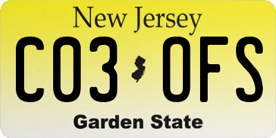 NJ license plate C03OFS