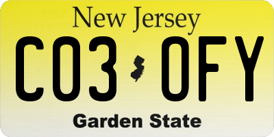 NJ license plate C03OFY