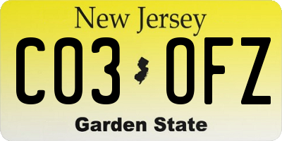 NJ license plate C03OFZ