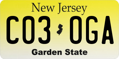 NJ license plate C03OGA