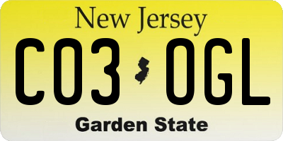 NJ license plate C03OGL