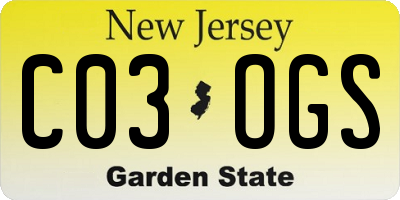 NJ license plate C03OGS