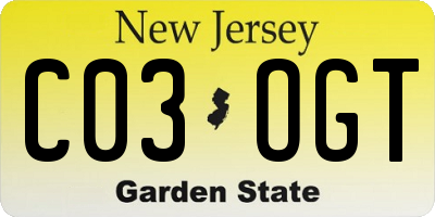 NJ license plate C03OGT