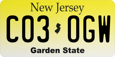 NJ license plate C03OGW