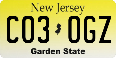 NJ license plate C03OGZ