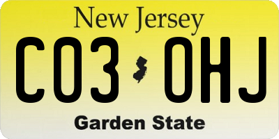 NJ license plate C03OHJ