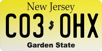 NJ license plate C03OHX