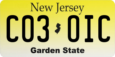 NJ license plate C03OIC