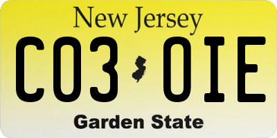 NJ license plate C03OIE