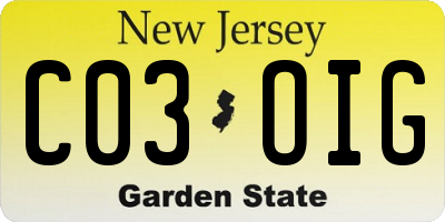 NJ license plate C03OIG