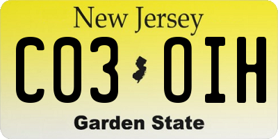 NJ license plate C03OIH